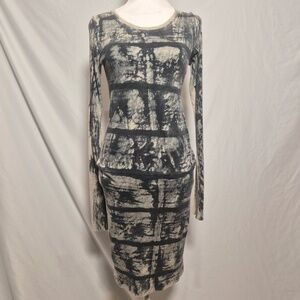 Raquel Allegra Hand Tie Dye Dress Avant Garde Euro Abstract Cotton Gray Dress 1